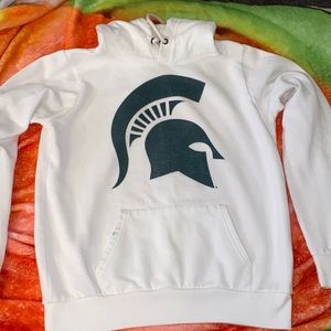 Michigan State hooded white sweatshirt